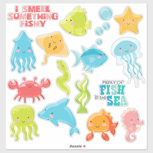 Farbenfroher Fisch im Meer Aufkleber (Blatt)