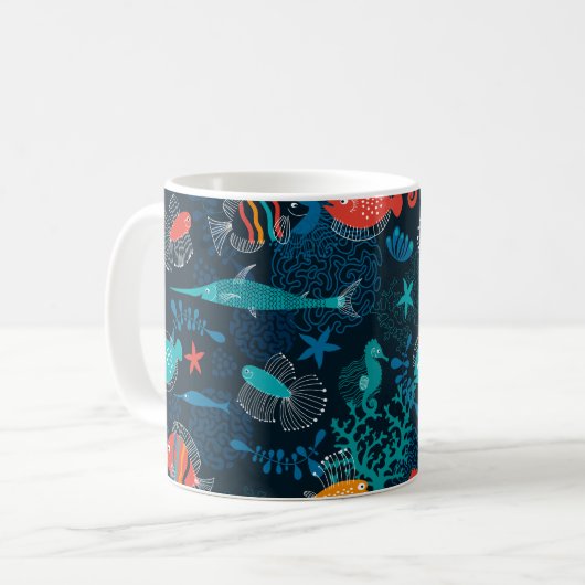 Farbenfroher Fisch im Ozean Kaffeetasse (Vorderseite Links)