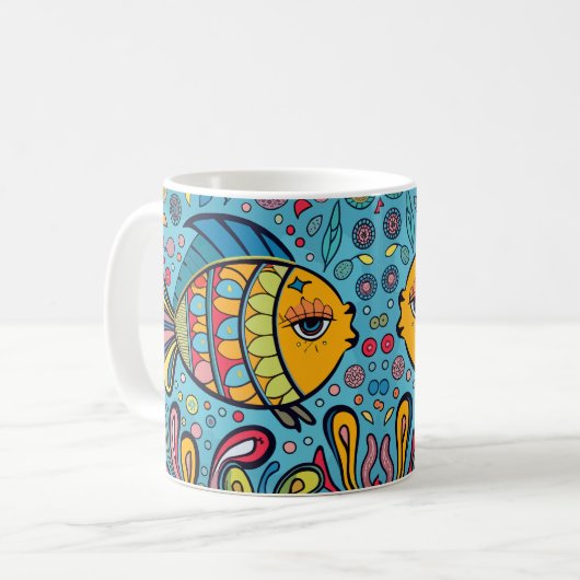 Farbenfroher Fisch im Riff Kaffeetasse (Vorderseite Links)