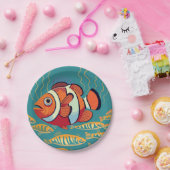 Farbenfroher Fisch im Riff Pappteller (Party)