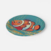 Farbenfroher Fisch im Riff Pappteller (Schrägansicht)