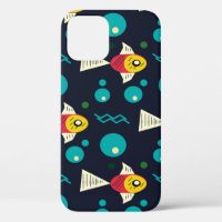 Farbenfroher Fisch mit Wellen im Meer. Geometrie
