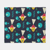 Farbenfroher Fisch mit Wellen im Meer. Geometrie Fleecedecke (Vorderseite (Horizontal))