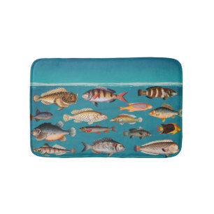 Farbenfroher Fisch unter blauem Meer Badematte