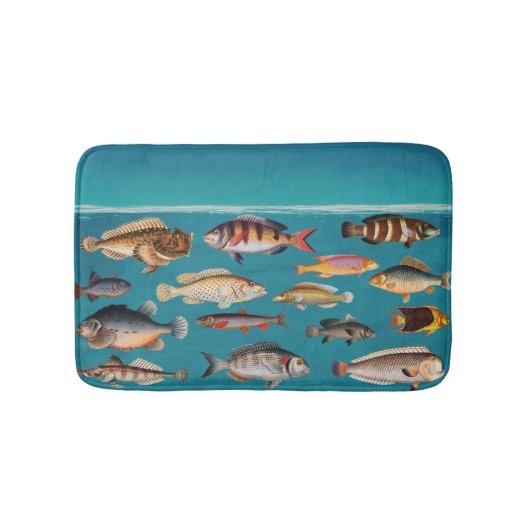 Farbenfroher Fisch unter blauem Meer Badematte (Vorderseite)