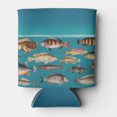 Farbenfroher Fisch unter blauem Meer Dosenkühler (Vorderseite)