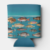 Farbenfroher Fisch unter blauem Meer Dosenkühler (Rückseite)