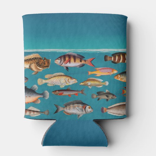 Farbenfroher Fisch unter blauem Meer Dosenkühler (Rückseite)
