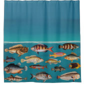 Farbenfroher Fisch unter blauem Meer Duschvorhang (Vorderseite)