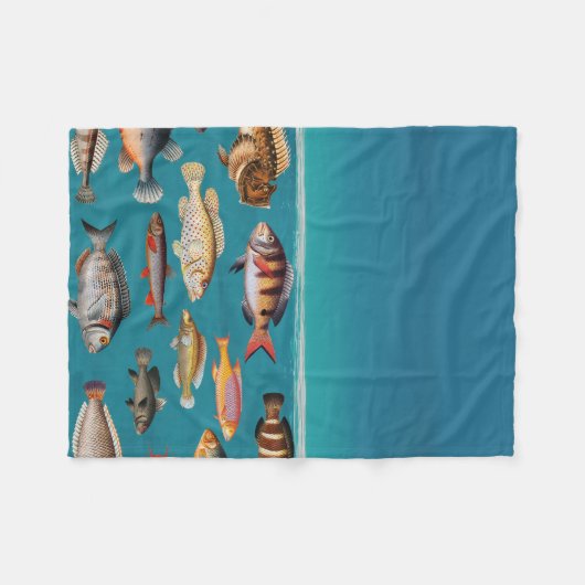 Farbenfroher Fisch unter blauem Meer Fleecedecke (Vorderseite (Horizontal))