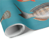 Farbenfroher Fisch unter blauem Meer Geschenkpapier (Rolleneckpunkt)