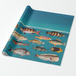 Farbenfroher Fisch unter blauem Meer Geschenkpapier