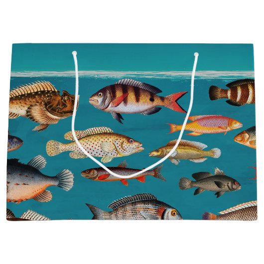 Farbenfroher Fisch unter blauem Meer Große Geschenktüte (Vorderseite)