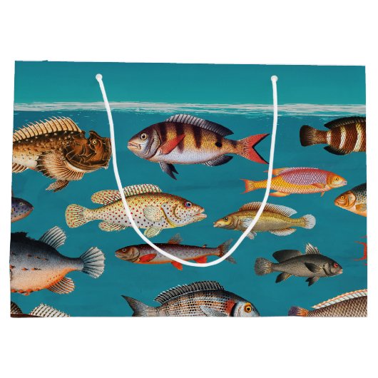 Farbenfroher Fisch unter blauem Meer Große Geschenktüte (Rückseite)