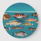 Farbenfroher Fisch unter blauem Meer Große Wanduhr (Vorderseite)