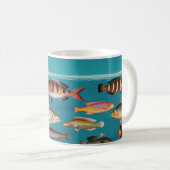 Farbenfroher Fisch unter blauem Meer Kaffeetasse (VorderseiteRechts)