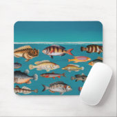 Farbenfroher Fisch unter blauem Meer Mousepad (Mit Mouse)