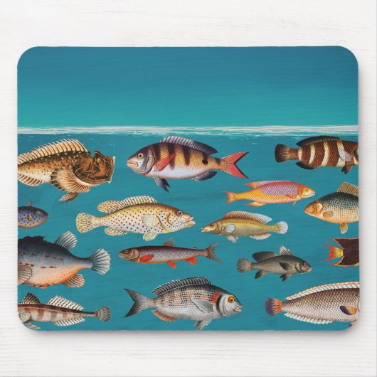 Farbenfroher Fisch unter blauem Meer Mousepad (Vorne)