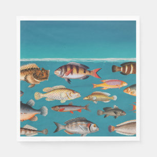 Farbenfroher Fisch unter blauem Meer Serviette