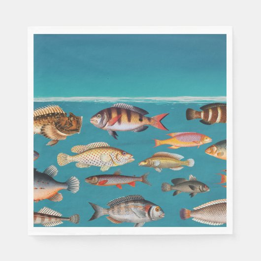 Farbenfroher Fisch unter blauem Meer Serviette (Vorderseite)