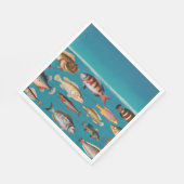 Farbenfroher Fisch unter blauem Meer Serviette (Ecke)