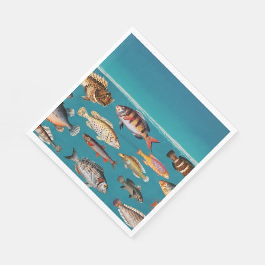 Farbenfroher Fisch unter blauem Meer Serviette (Ecke)