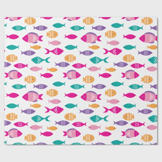Farbenfroher Fisch unter dem Meer Geschenkpapier (Flach)