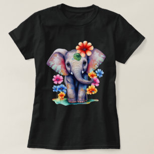 Farbenfroher Floralefant Whimsical Boho T-Shirt