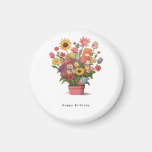 Farbenfroher floraler blumiger Magnet Geburtstagss