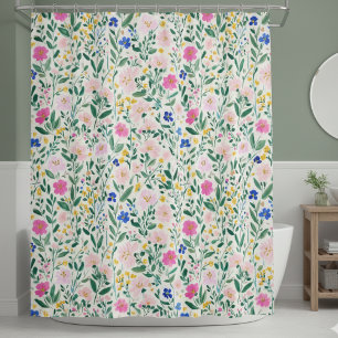 Farbenfroher floraler Duschvorhang