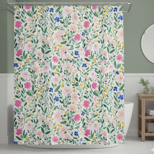 Farbenfroher floraler Duschvorhang
