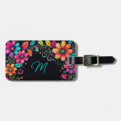 Farbenfroher floraler personalisierter Gepäckanhän Gepäckanhänger (Vorderseite horizontal)