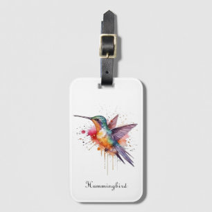 Farbenfroher Flug, Wasserfarben-Kolibri individuel Gepäckanhänger