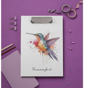 Farbenfroher Flug, wasserfarbener Kolibri individu Klemmbrett