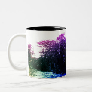 Farbenfroher Fluss Gallery Forest Vintag Tropical Zweifarbige Tasse
