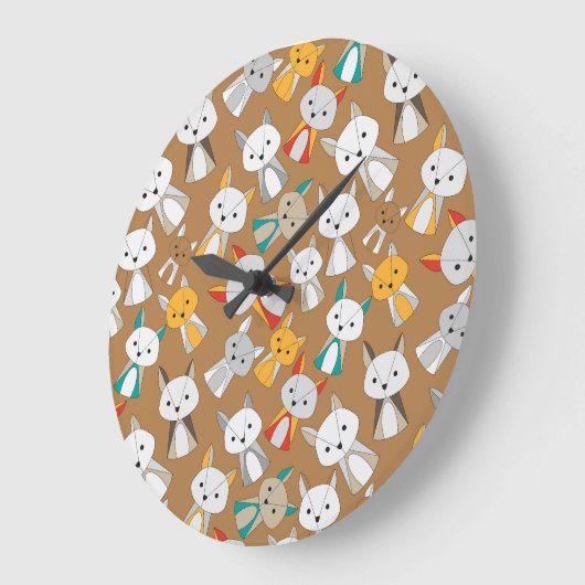 Farbenfroher Fox Cartoon Große Wanduhr (Winkel)
