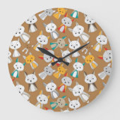 Farbenfroher Fox Cartoon Große Wanduhr (Vorderseite)