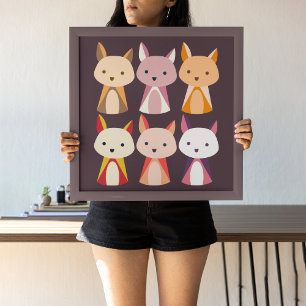 Farbenfroher Fox Cartoon Leinwanddruck