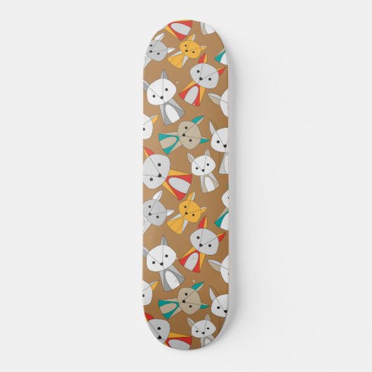Farbenfroher Fox Cartoon Skateboard (Vorderseite)