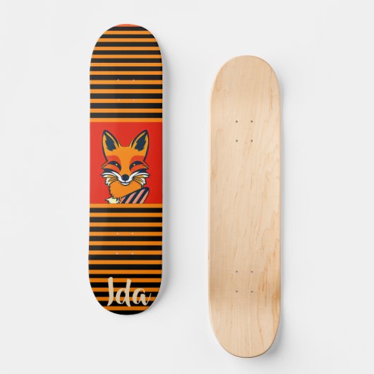 Farbenfroher Fox Funny Personalisiert Skateboard (Vorderseite)