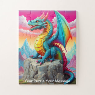Farbenfroher, freundlicher Drache für Kinder Puzzle
