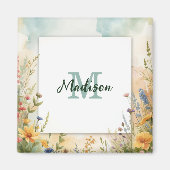 Farbenfroher Frühjahrsblumen-Wildblumen-Monogramm- Magnet (Vorne)