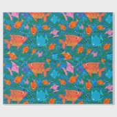 Farbenfroher Fun Fish in Sea Wrapping Paper Geschenkpapier (Flach)