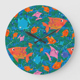Farbenfroher Fun Fish in the Sea Wall Clock Große Wanduhr