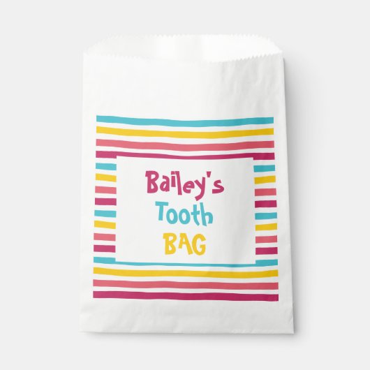 Farbenfroher Fun Striped Candy Little Tooth Bag Geschenktütchen (Vorderseite)