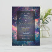 Farbenfroher Galaxy Nebel Aquarellmalerei Einladung (Stehend Vorderseite)