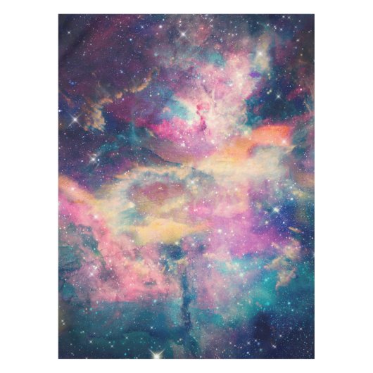 Farbenfroher Galaxy Nebel Aquarellmalerei Tischdecke (Vorderseite)