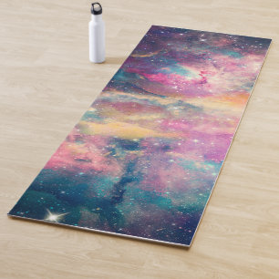 Farbenfroher Galaxy Nebel Aquarellmalerei Yogamatte