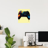 Farbenfroher Game-Controller-Aufkleber Poster (Heimbüro)