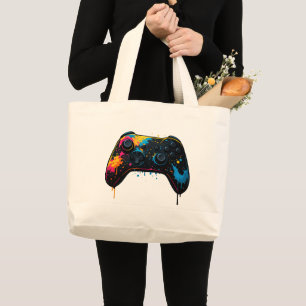 Farbenfroher Gamecontroller-Aufkleber  Jumbo Stoffbeutel
